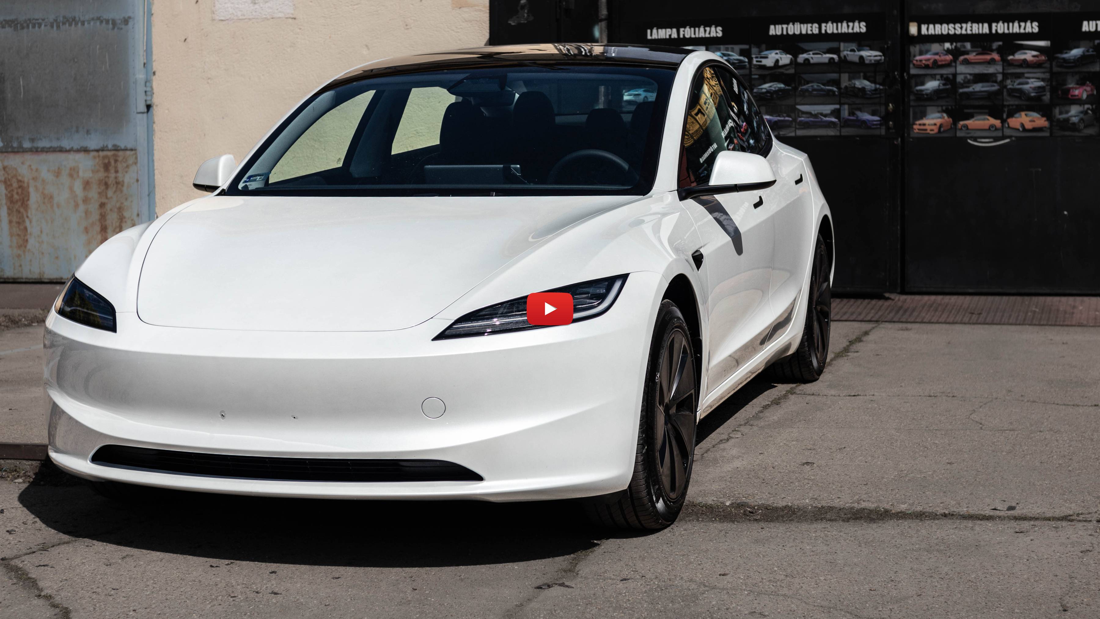 Model 3 Highland 2025 fényes víztiszta karosszéria védő Tesla fóliázás - Teckwrap stone protect PPF 290-G75 Teslafólia videó